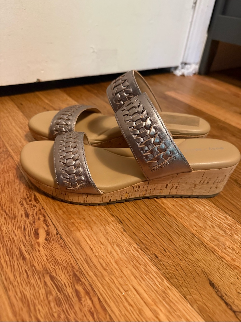 Easy Spirit Metallic Woven Double-Strap Wedge Sandals - gold - Picture 3 of 8